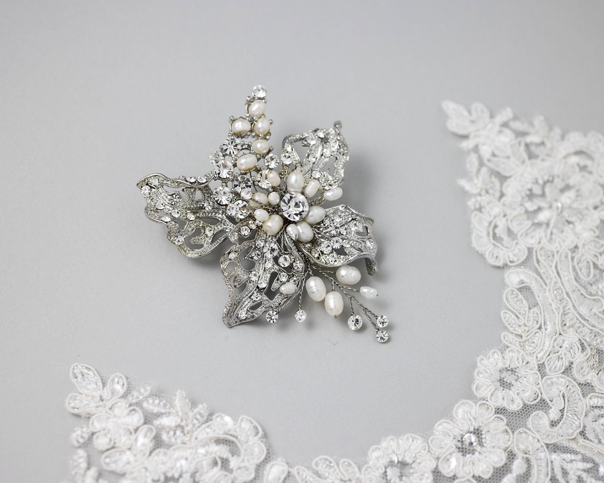 Vintage Bridal hair Clip with Pearls - Hair Clips - Cassandra Lynne