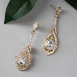 Vintage Emerald CZ Bridal Earrings - Earrings - Cassandra Lynne