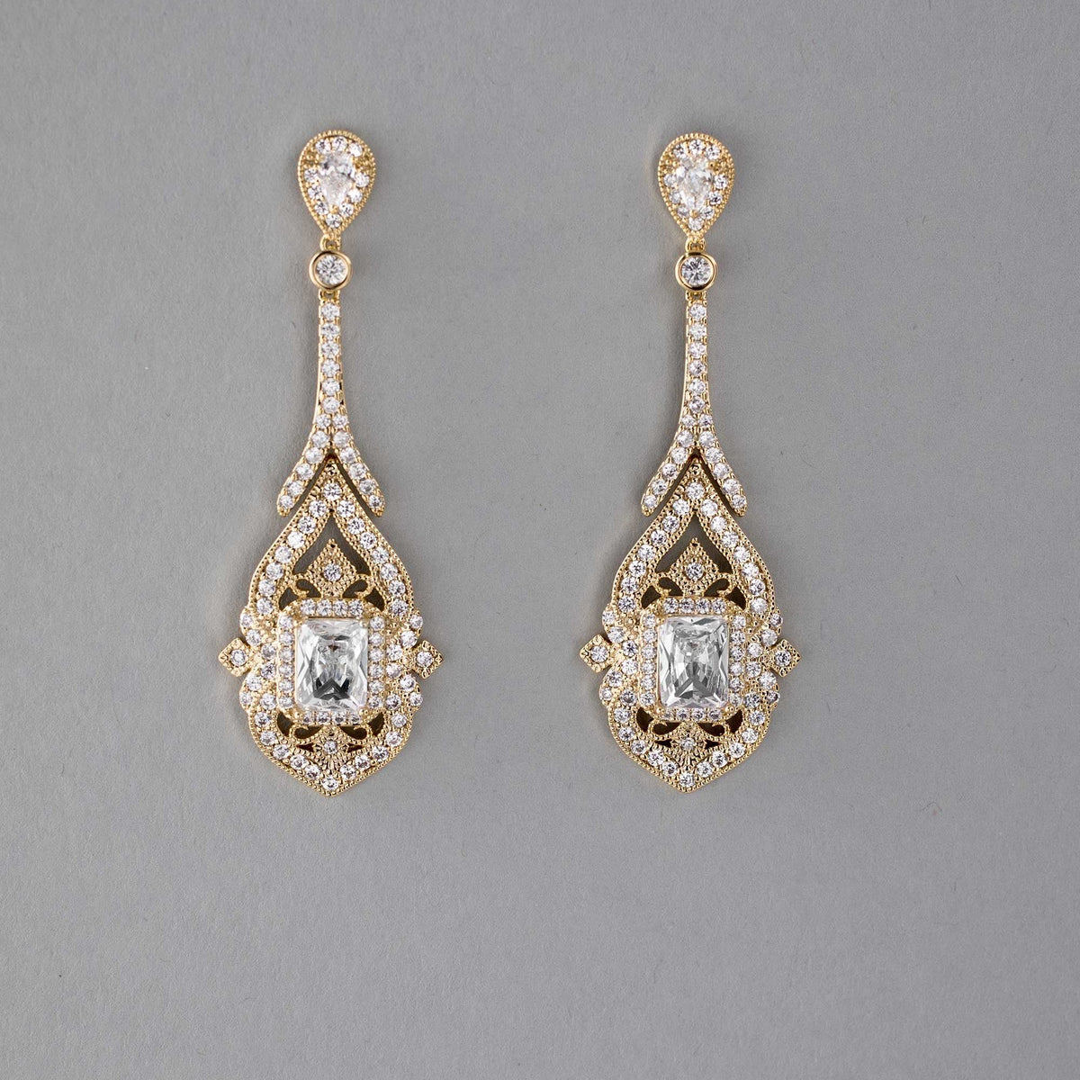 Vintage Emerald CZ Bridal Earrings - Cassandra Lynne