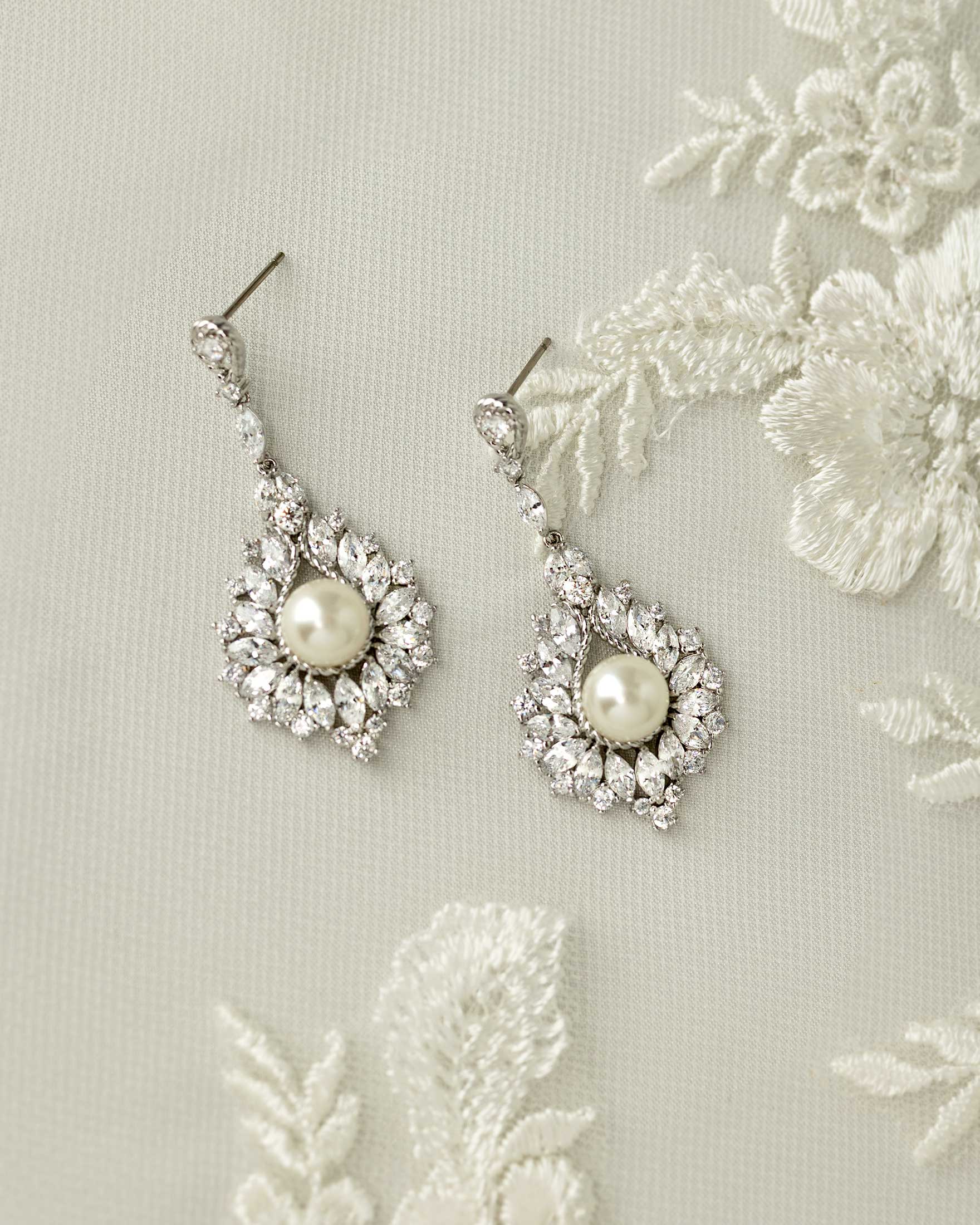Vintage Pearl Drop Bridal Earrings - Earrings - Cassandra Lynne