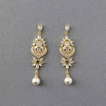 Vintage Pearl CZ Bridal Earrings - Earrings - Cassandra Lynne