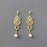 Vintage Pearl CZ Bridal Earrings - Earrings - Cassandra Lynne