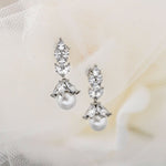 Vintage Style Pearl Drop CZ Bridal Earrings - earrings - Cassandra Lynne