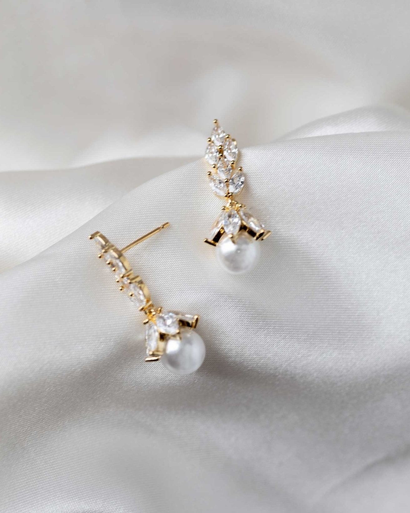 Vintage Style Pearl Drop CZ Bridal Earrings - earrings - Cassandra Lynne