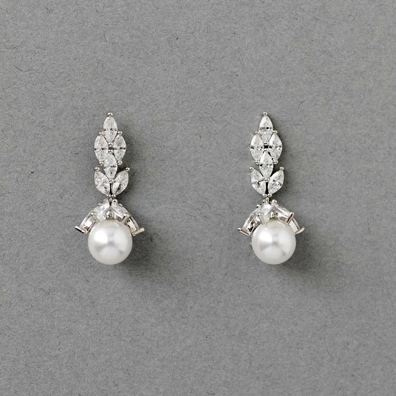 Vintage Style Pearl Drop CZ Bridal Earrings - earrings - Cassandra Lynne