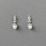 Vintage Style Pearl Drop CZ Bridal Earrings - earrings - Cassandra Lynne