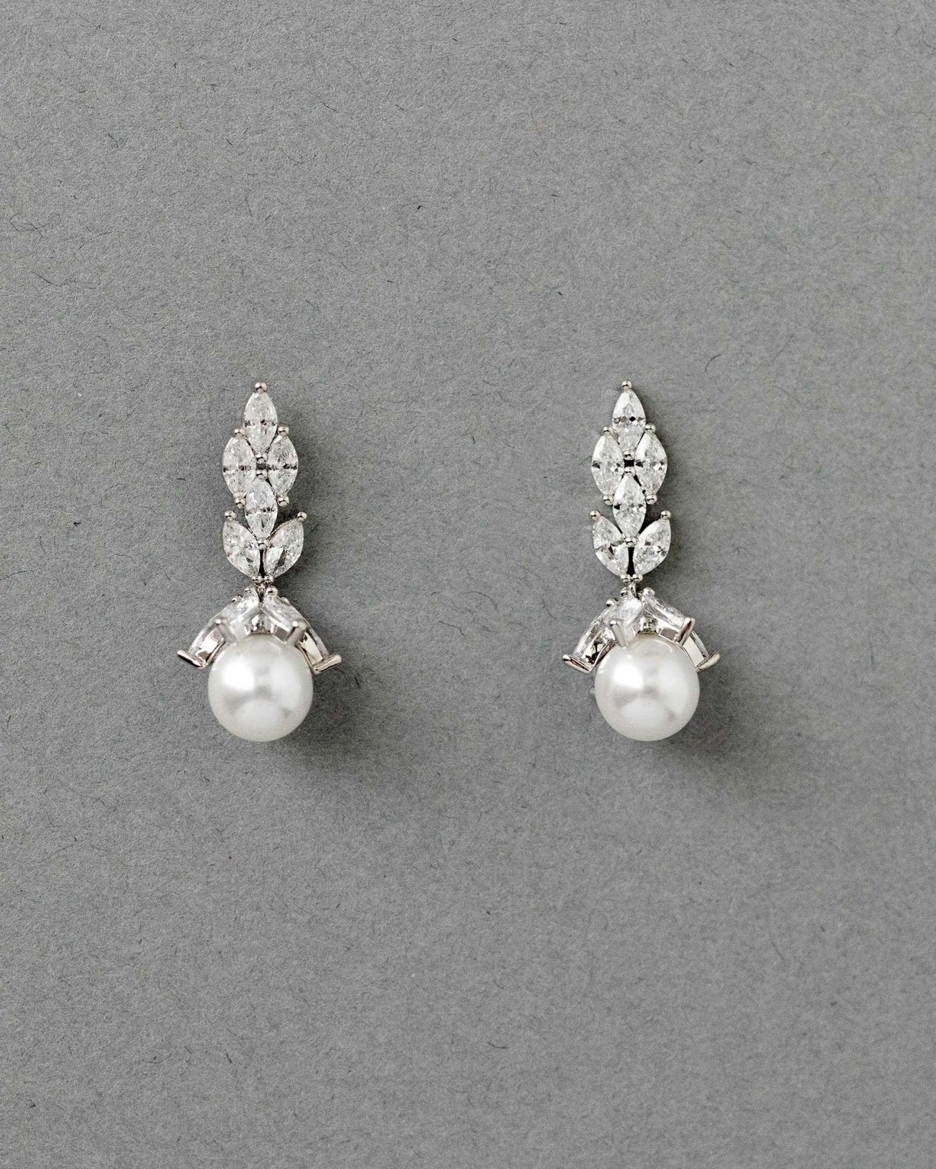 Vintage Style Pearl Drop CZ Bridal Earrings - earrings - Cassandra Lynne