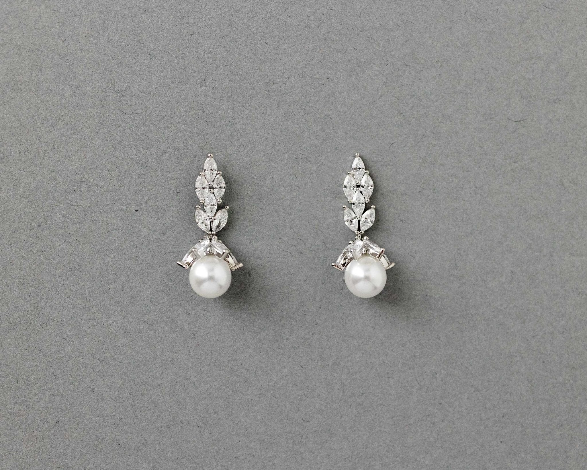 Vintage Style Pearl Drop CZ Bridal Earrings - earrings - Cassandra Lynne