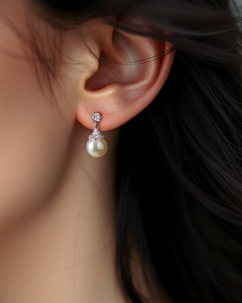 Vintage Styled Ivory Pearl Drop Earrings - Earrings - Cassandra Lynne