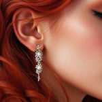 Vintage Styled Marquise Burst Pearl Dangle Earrings - earrings - Cassandra Lynne