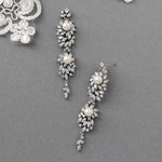 Vintage Styled Marquise Burst Pearl Dangle Earrings - earrings - Cassandra Lynne