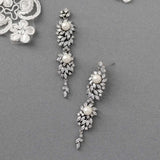 Vintage Styled Marquise Burst Pearl Dangle Earrings - earrings - Cassandra Lynne