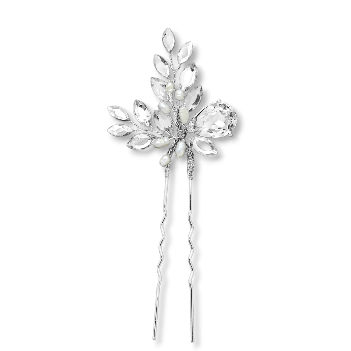 Bridal Hair Pin of Freshwater Pearls and Crystals - Cassandra Lynne