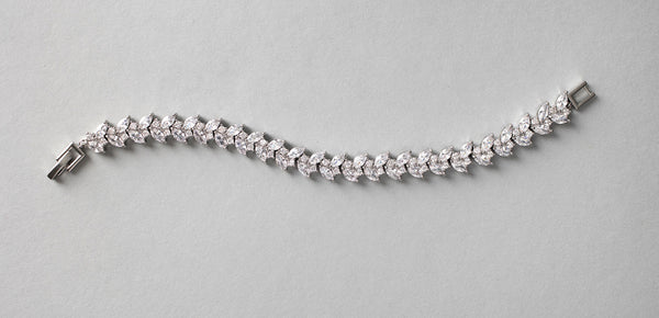Leaf Bridal Tennis Bracelet of CZ