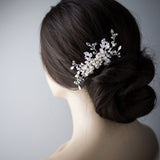 Wedding Comb of Crystal Leaves and Ivory Pearls - Hair Comb - Cassandra Lynne
