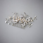 Wedding Comb of Crystal Leaves and Ivory Pearls - Hair Comb - Cassandra Lynne