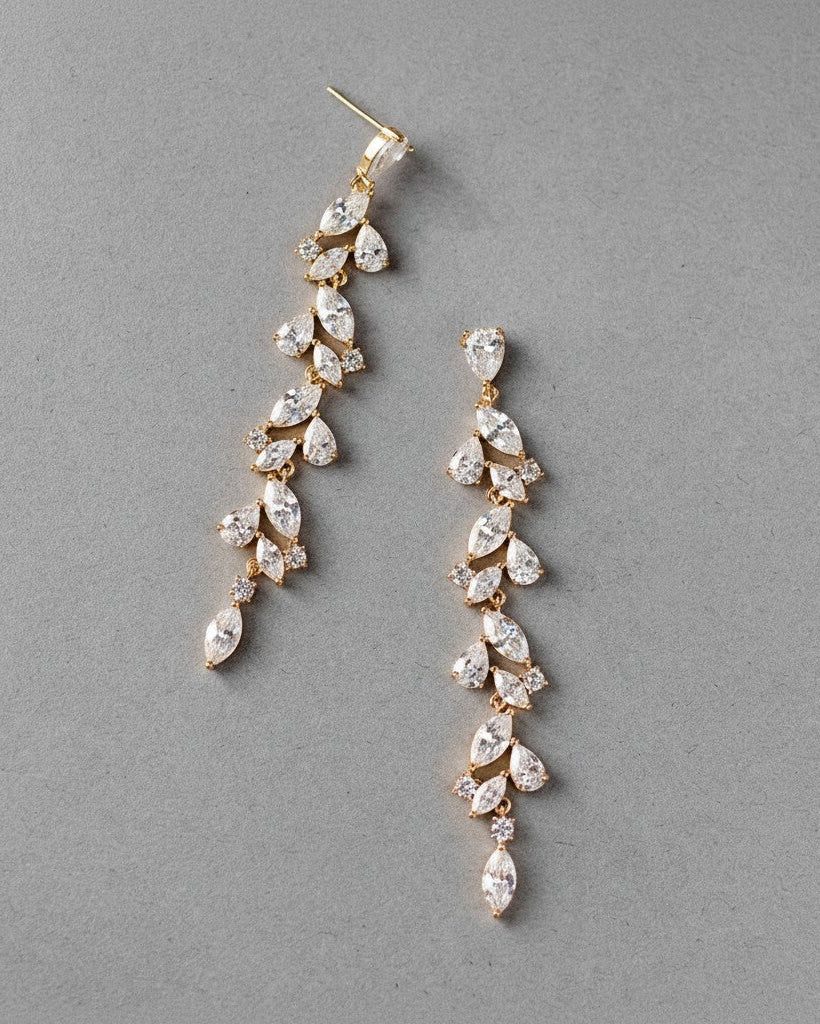 Pair of imitation diamond earrings gold plated Cassandra Lynne