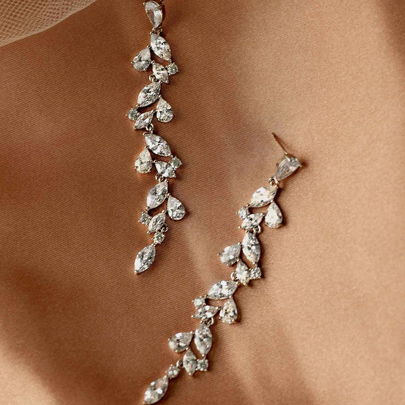 CZ Bridal Earrings With Pear and Marquise Jewels - Cassandra Lynne