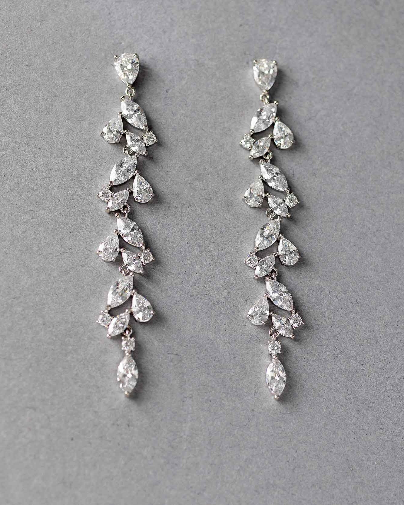 CZ Bridal Earrings With Pear and Marquise Jewels - Cassandra Lynne