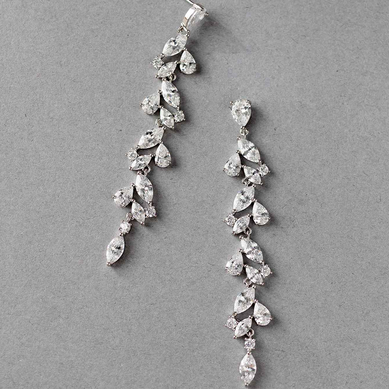 CZ Bridal Earrings With Pear and Marquise Jewels - Cassandra Lynne