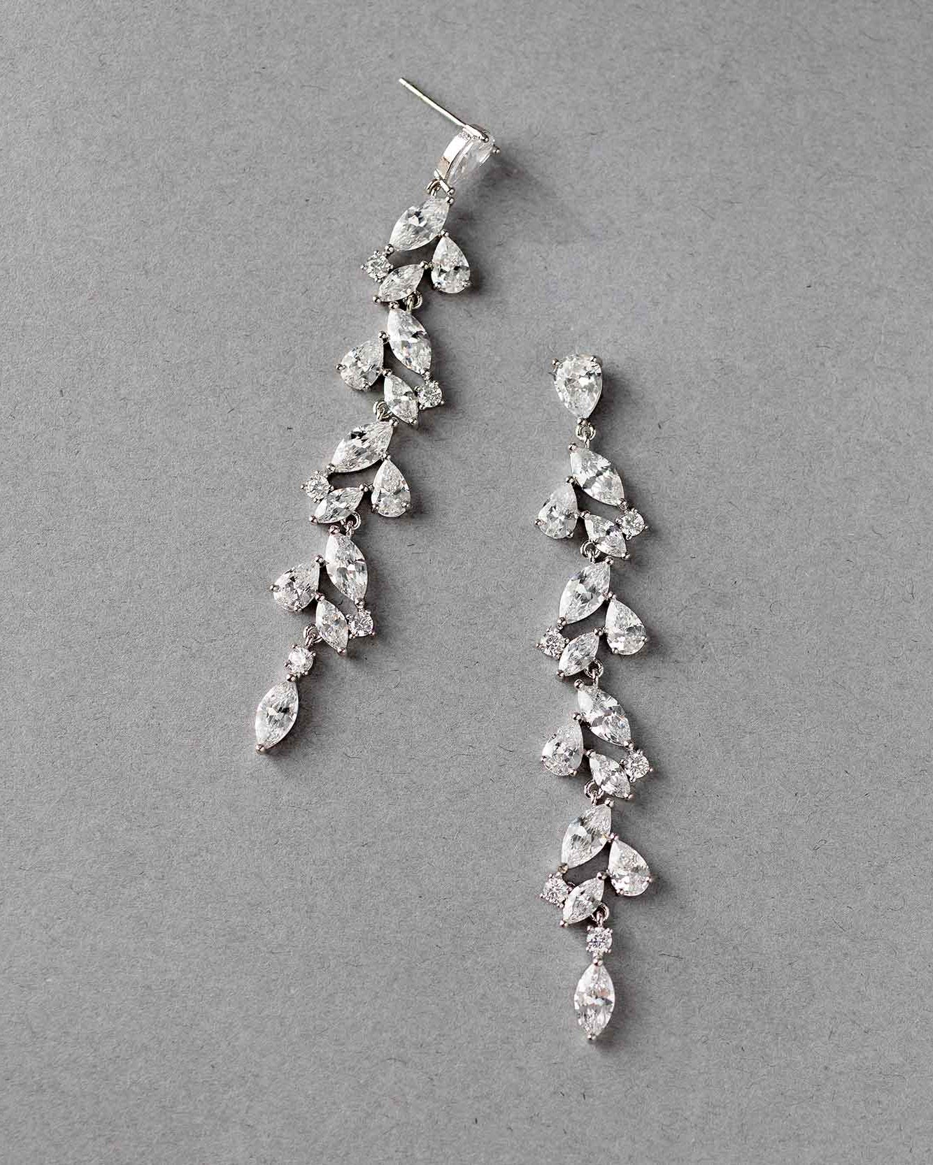 CZ Bridal Earrings With Pear and Marquise Jewels - Cassandra Lynne