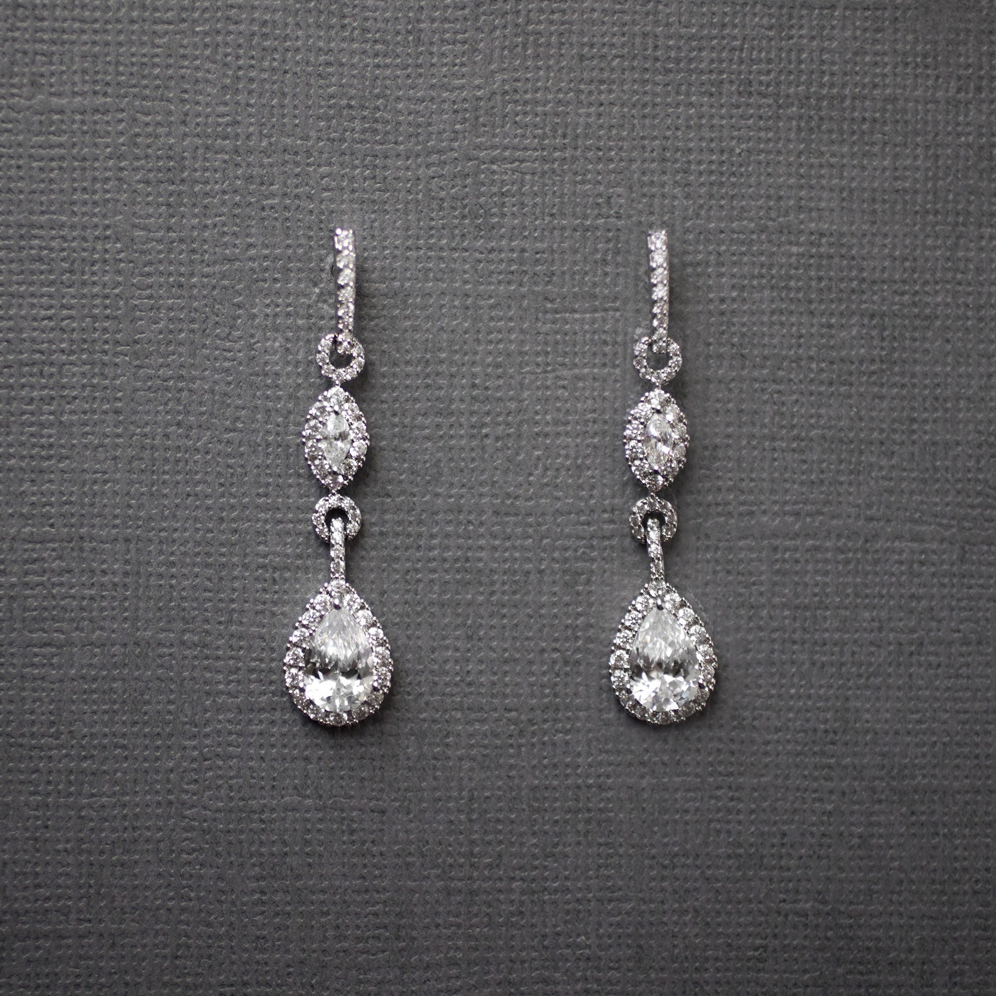 Elegant Pave Drop Bridal Earrings