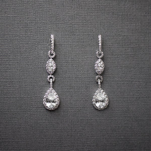 Elegant Pave Drop Bridal Earrings