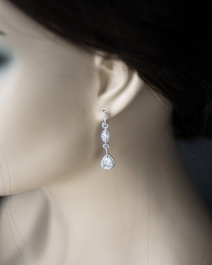 Elegant Pave Drop Bridal Earrings