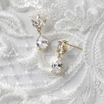 Wedding Earrings with CZ Pear Drop - Earrings - Cassandra Lynne