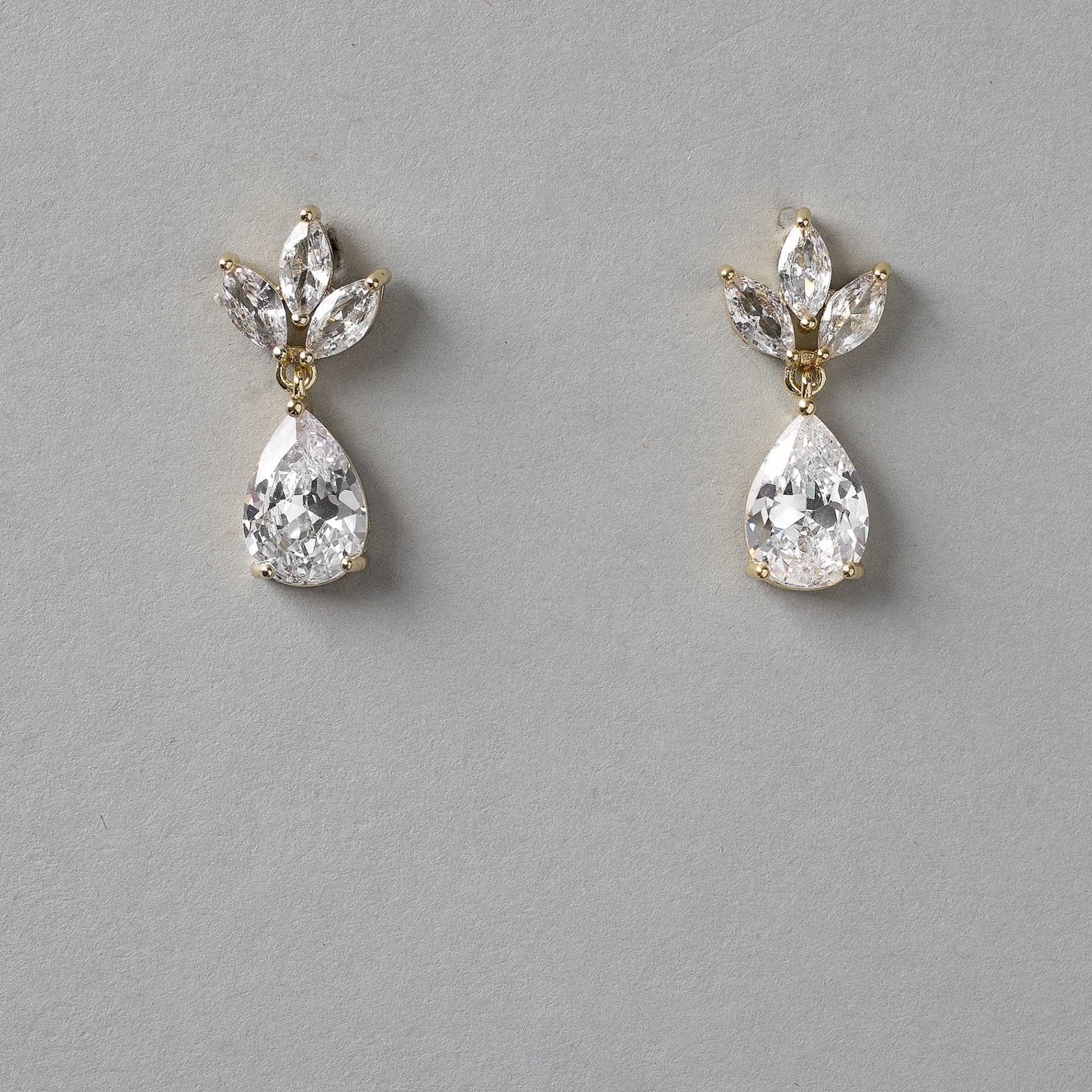 Wedding Earrings with CZ Pear Drop - Earrings - Cassandra Lynne
