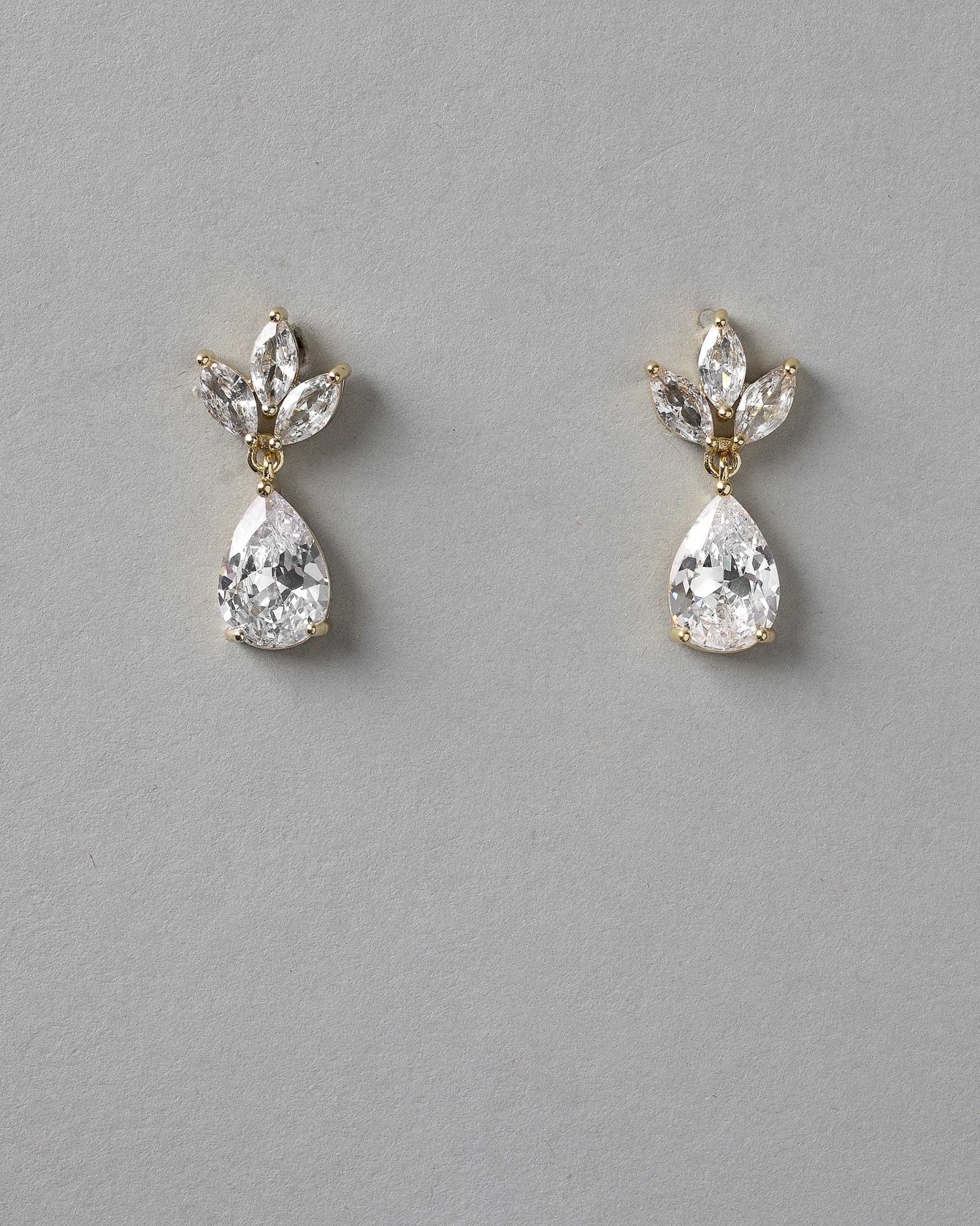 Wedding Earrings with CZ Pear Drop - Earrings - Cassandra Lynne