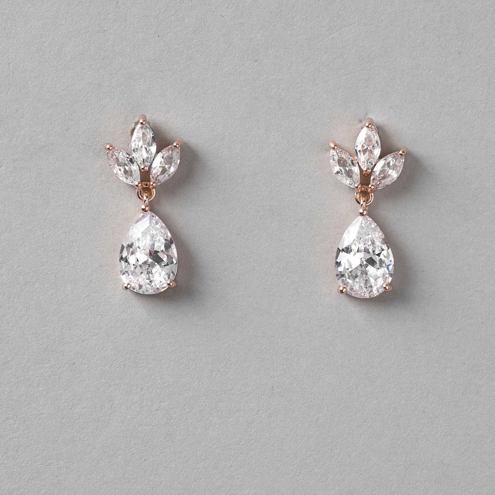 Wedding Earrings with CZ Pear Drop - Earrings - Cassandra Lynne
