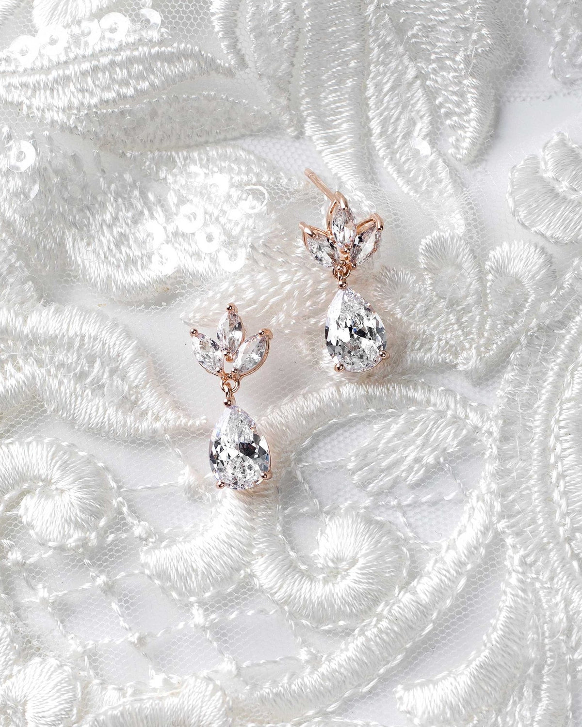 Wedding Earrings with CZ Pear Drop - Earrings - Cassandra Lynne