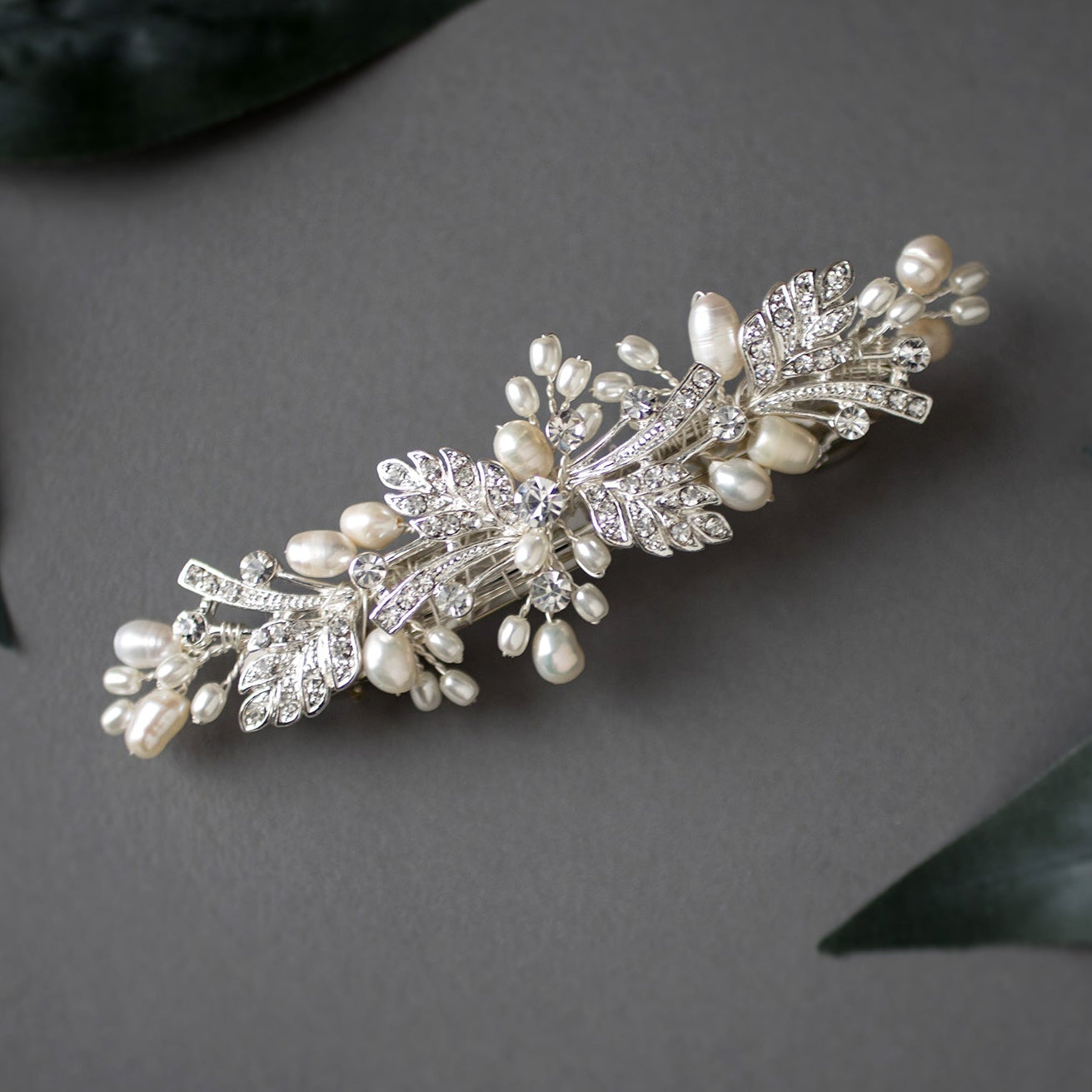 Wedding Hair Barrette with Ivory Pearls - Hair Clips - Cassandra Lynne