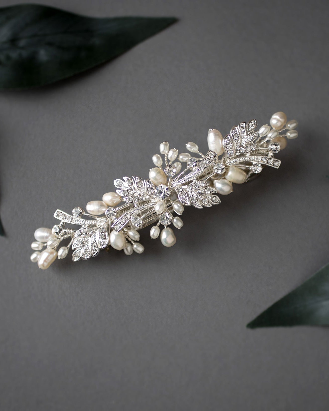 Wedding Hair Barrette with Ivory Pearls - Hair Clips - Cassandra Lynne