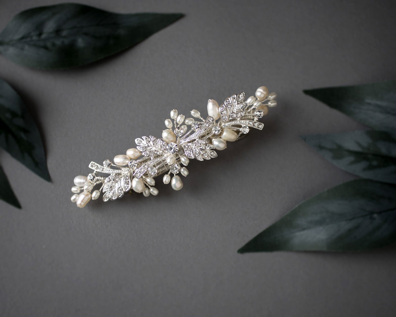 Wedding Hair Barrette with Ivory Pearls - Hair Clips - Cassandra Lynne