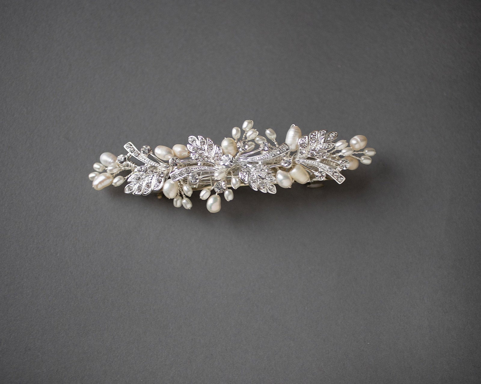 Wedding Hair Barrette with Ivory Pearls - Hair Clips - Cassandra Lynne