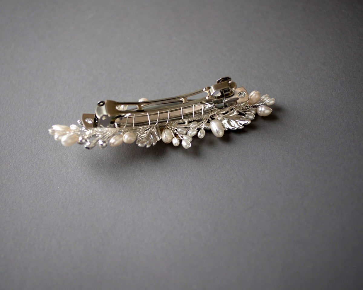 Wedding Hair Barrette with Ivory Pearls - Hair Clips - Cassandra Lynne