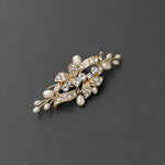 Bridal Hair Clip Small Crystal and Pearl Floral Gold-Cassandra Lynne