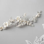 Wedding Hair Clip with Ivory Porcelain Flowers - Hair Clips - Cassandra Lynne