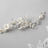 Wedding Hair Clip with Ivory Porcelain Flowers - Hair Clips - Cassandra Lynne