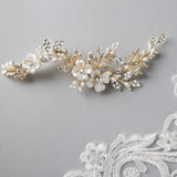 Wedding Hair Clip with Ivory Porcelain Flowers - Hair Clips - Cassandra Lynne