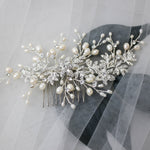 Wedding Hair Comb of Marquise Flowers and Pearls - Hair Comb - Cassandra Lynne