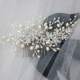 Wedding Hair Comb of Marquise Flowers and Pearls - Hair Comb - Cassandra Lynne