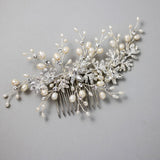 Wedding Hair Comb of Marquise Flowers and Pearls - Hair Comb - Cassandra Lynne
