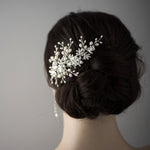 Wedding Hair Comb of Marquise Flowers and Pearls - Hair Comb - Cassandra Lynne