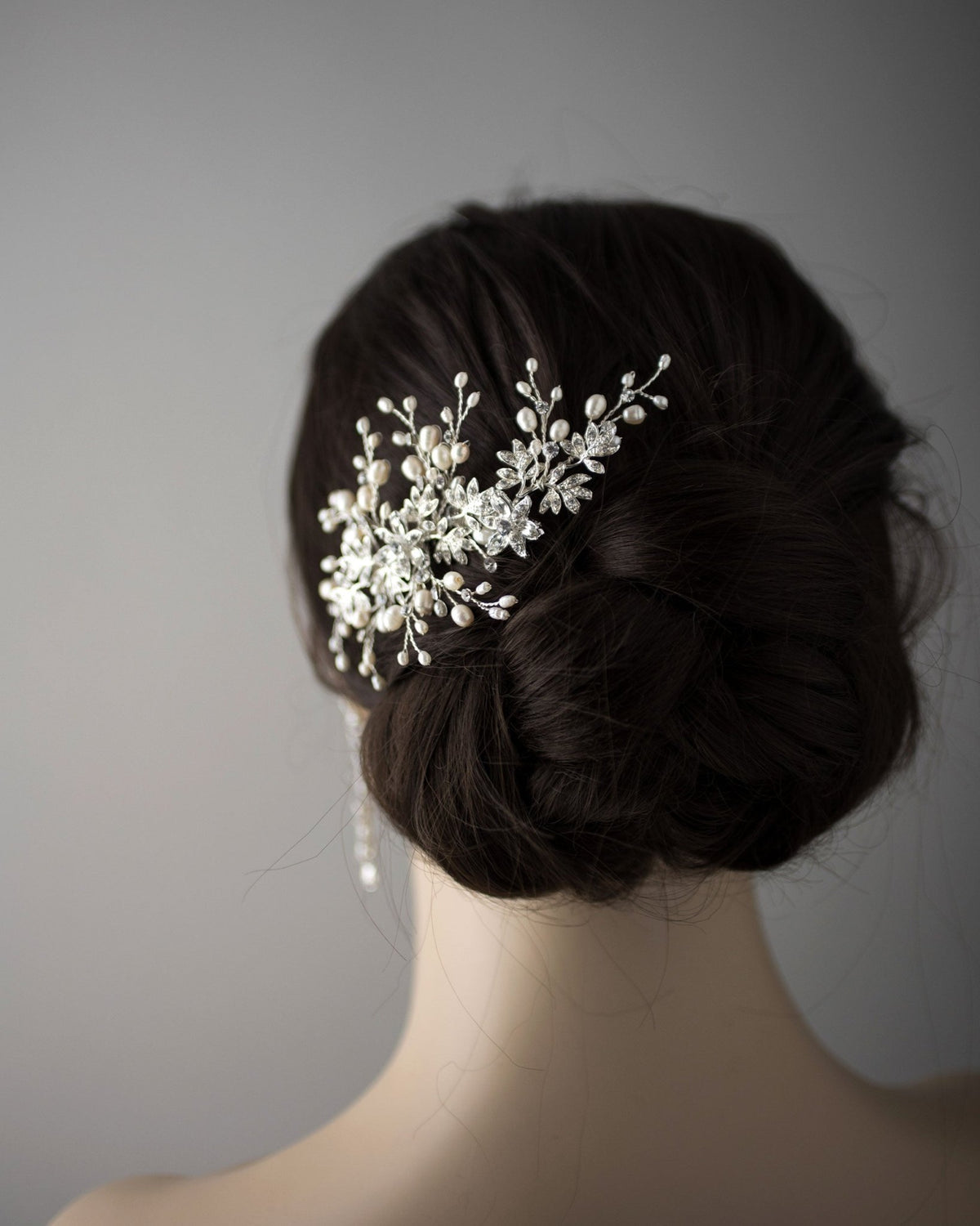 Wedding Hair Comb of Marquise Flowers and Pearls - Hair Comb - Cassandra Lynne