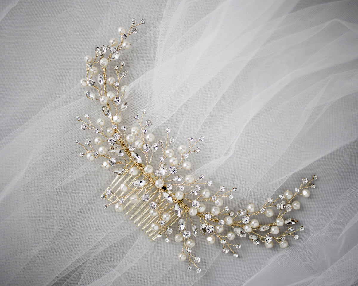 Baroque Pearls and Crystals Bridal Headpiece Cassandra Lynne
