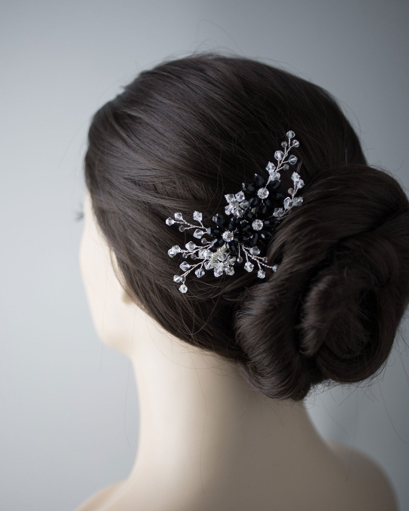 Wedding Hair Comb with Black Crystal Beads - Hair Clips - Cassandra Lynne