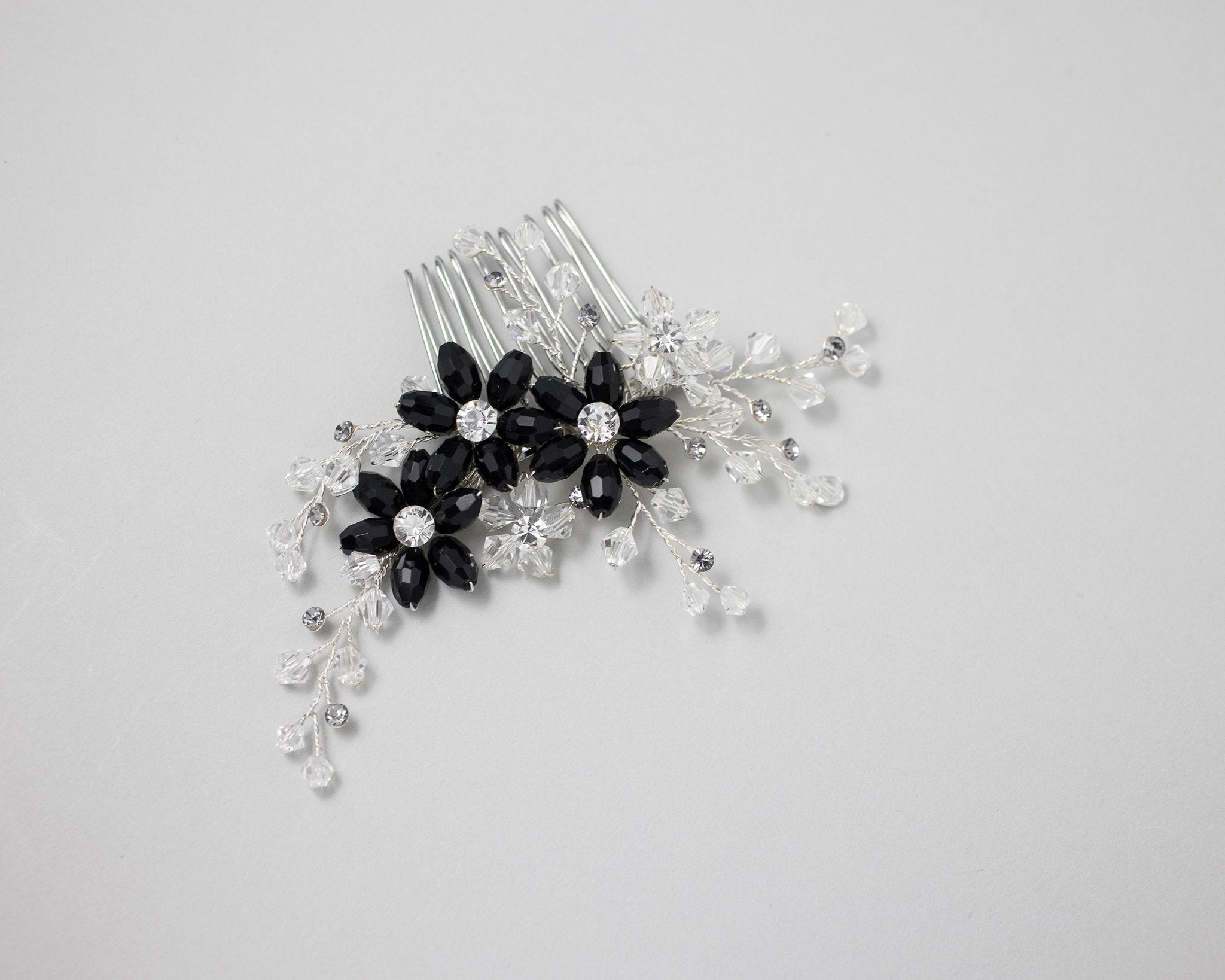 Wedding Hair Comb with Black Crystal Beads - Hair Clips - Cassandra Lynne